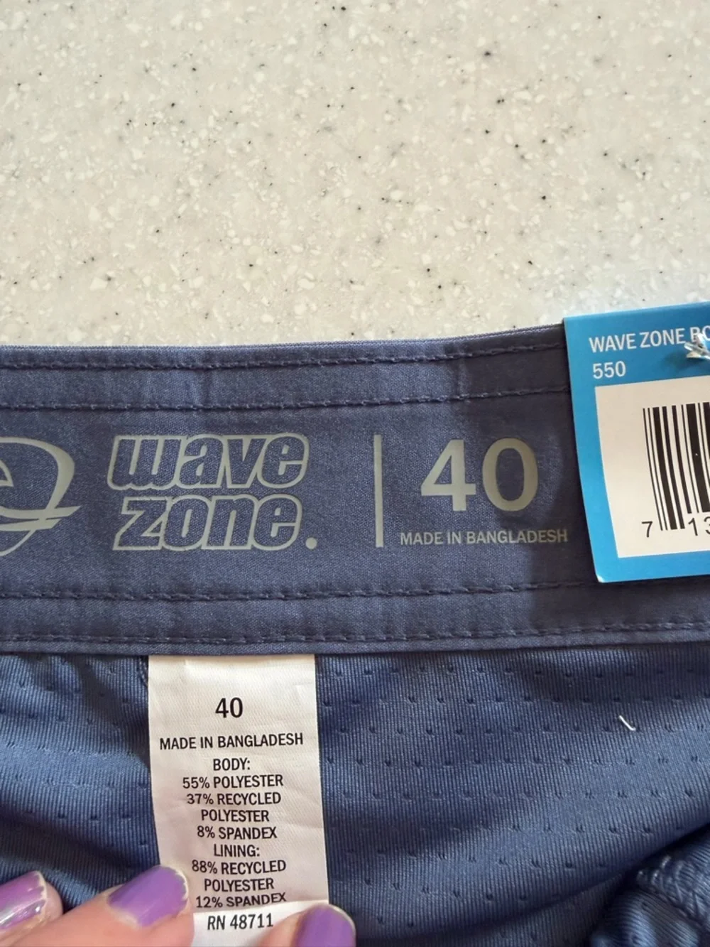 NWT Wave Zone Men’s Sz 40 Gray & Blue Floral Swim Trunks with Liner &  pockets!